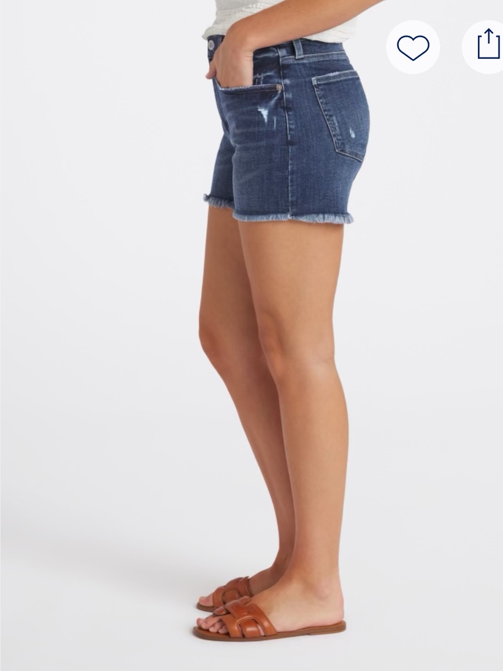 Cosmic Blue Love Dani Short, High-Waist Dark Blue Denim Shorts with Raw Hem - Picture 3 of 9